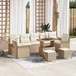 vidaXL Ensemble de canapé de jardin 10 Pièces Beige polyrotin