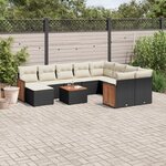 vidaXL Salon de jardin 11 Pièces avec coussins noir résine tressée