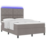vidaXL Lit à ressorts avec matelas Taupe 140 x 190 cm tissu