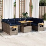 vidaXL Salon de jardin avec coussins 10 Pièces gris résine tressée acacia