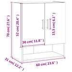 vidaXL Armoire murale blanc 60x31x70 cm bois d'ingénierie