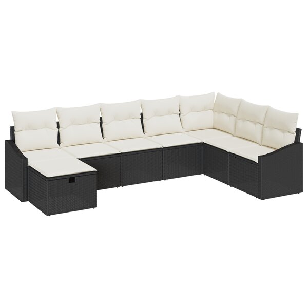 vidaXL Set de Canapé de Jardin de 8 pièces avec Coussins Noir en Poly Rotin