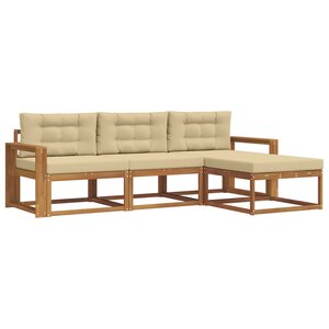 vidaXL Ensemble de canapés d'extérieur 4 Pièces Naturel et Beige