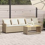 vidaXL Canapé de jardin avec coussins 5 places beige résine tressée