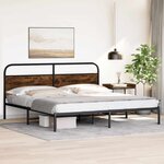 vidaXL Cadre de lit en métal sans matelas chêne fumé 193x203 cm