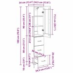 vidaXL Haut Armoire avec tiroir Chêne artisanal 34 5 x 34 x 180 cm