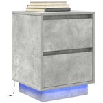 VidaXL Table de chevet avec lumières LED gris béton 38x34x50 cm