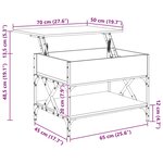 vidaXL Table basse chêne sonoma 70x50x50 cm bois d'ingénierie et métal