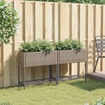 vidaXL Jardinières avec étagère 2 Pièces gris 70x28x70 cm résine tressée