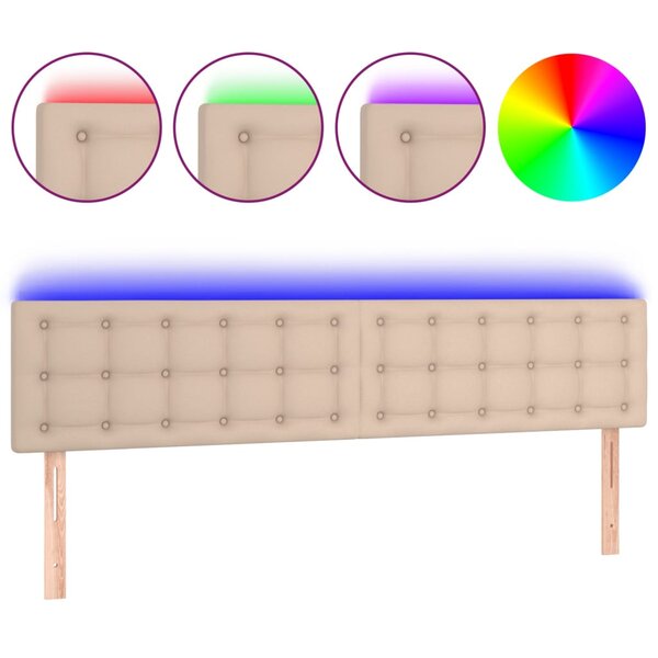 vidaXL Tête de lit à LED Cappuccino 160x5x78/88 cm Similicuir