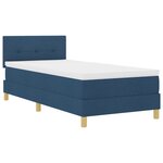 vidaXL Lit à sommier avec matelas bleu 100x200 cm en tissu