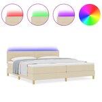 vidaXL Lit à ressorts avec matelas & LED Crème 200x200 cm Tissu