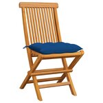 vidaXL Chaises de jardin et coussins bleu lot de 6 Bois de teck massif
