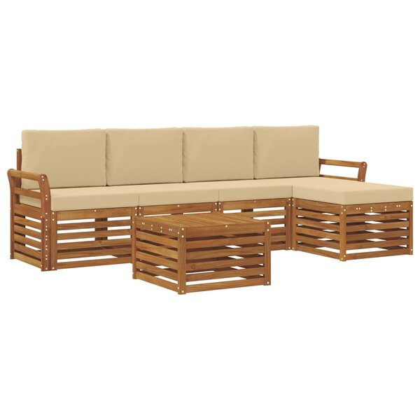 vidaXL Ensemble de canapés d'extérieur 6 pc Naturel et Beige