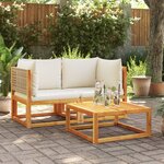 vidaXL Canapés d'angle de jardin et coussins 2Pièces bois massif d'acacia