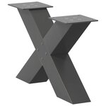 vidaXL Pieds de table basse en forme de X  2 pièces  anthracite  50 x (30-31) cm  acier