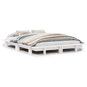 vidaXL Cadre de lit sans matelas blanc 140x190 cm bois de pin massif