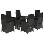 vidaXL Ensemble à manger de jardin coussins 7Pièces Noir Résine tressée