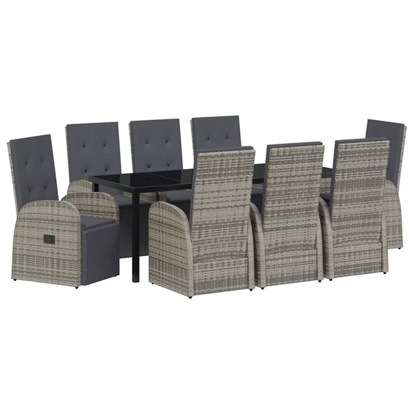 vidaXL Ensemble de salle à manger pour jardin 9 pc Gris polyrotin