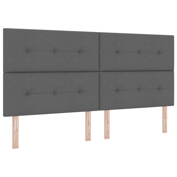 vidaXL Lit à sommier avec matelas gris foncé 200x200 cm en tissu