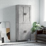 vidaXL Buffet haut Gris béton 69 5x34x180 cm Bois d'ingénierie