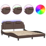 vidaXL Cadre de lit avec lumières LED marron 160x200 cm similicuir
