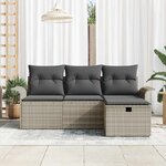 vidaXL Ensemble de canapé de jardin 4 Pièces Gris clair Poly rotin