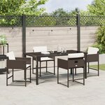 vidaXL Ensemble de jardin 5 pièces avec coussins Marron Rotin Synthétique