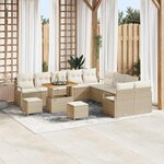 vidaXL Ensemble de canapé de jardin 13 Pièces Beige Poly rotin