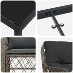 vidaXL Set de salle à manger de jardin 5 pièces avec coussins gris en rotin poli