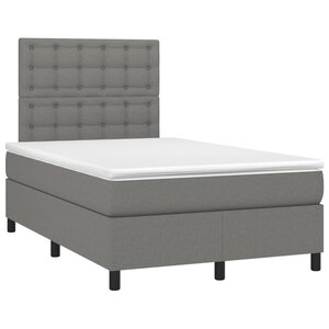 vidaXL Sommier à lattes de lit avec matelas gris foncé 120x190cm tissu
