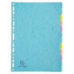 Intercalaires Carte Lustrée 400g/m2 Aquarel 12 Positions - A4 - Couleurs Assorties - X 15 - Exacompta