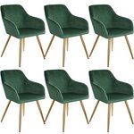 Lot de 6 chaises pieds doré siège de salon cuisine salle à manger design élégant velours vert 08_0000062