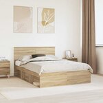 vidaXL Cadre de lit Chêne fumé 150 x 200 cm Bois d'ingénierie