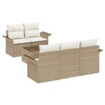 vidaXL Ensemble de Canapé de Jardin 6 pièces avec Coussins Beige Poly Rattan