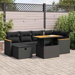 vidaXL Salon de jardin 8 Pièces avec coussins noir résine tressée