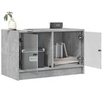 vidaXL Meuble TV avec portes en verre gris béton 68x37x42 cm