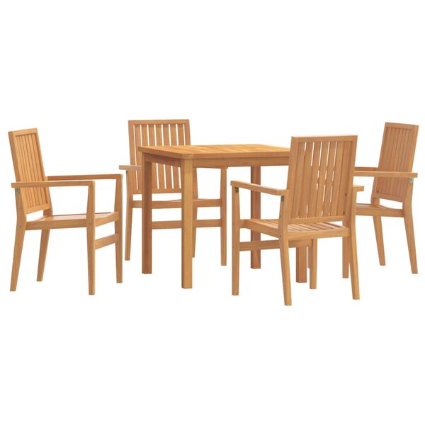 vidaXL Ensemble à manger de jardin 5Pièces Bois de teck massif