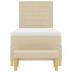 vidaXL Lit à ressorts avec coussin Crème 200 x 90 cm tissu