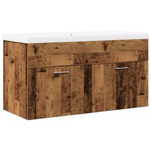 vidaXL Armoire lavabo de salle de bain avec bassin intégré vieux bois