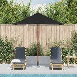vidaXL Parasol de jardin avec mât en bois noir 150x200 cm