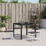 vidaXL Tabourets de jardin avec coussins 4Pièces blanc acier et textilène
