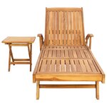 vidaXL Transat avec Table Bois de teck massif Marron