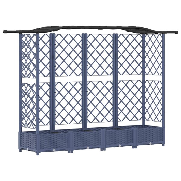 vidaXL Lit Élevé avec Treillis et Toit Gris 203 5 x 40 x 123 cm PP