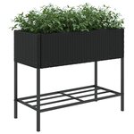 vidaXL Jardinières avec étagère 2 Pièces noir 90x40x75 cm résine tressée