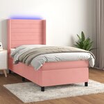 vidaXL Sommier à lattes de lit matelas et LED Rose 90x190 cm Velours