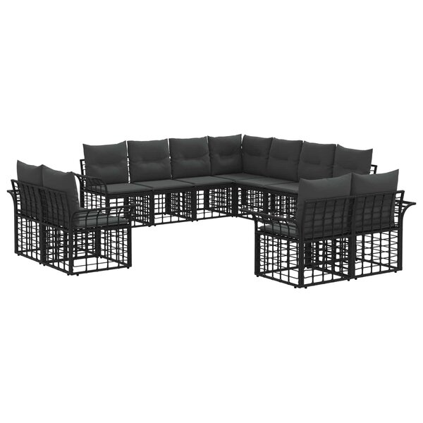 vidaXL Ensemble de canapés d'extérieur 11 Pièces Noir et Gris foncé