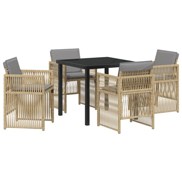 vidaXL Ensemble de salle à manger pour jardin 5 Pièces Beige Poly rotin
