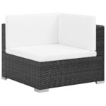 vidaXL Salon de jardin 7 Pièces avec coussins Résine tressée Noir