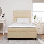 vidaXL Lit à ressorts avec matelas avec LED Crème 120 x 200 cm tissu